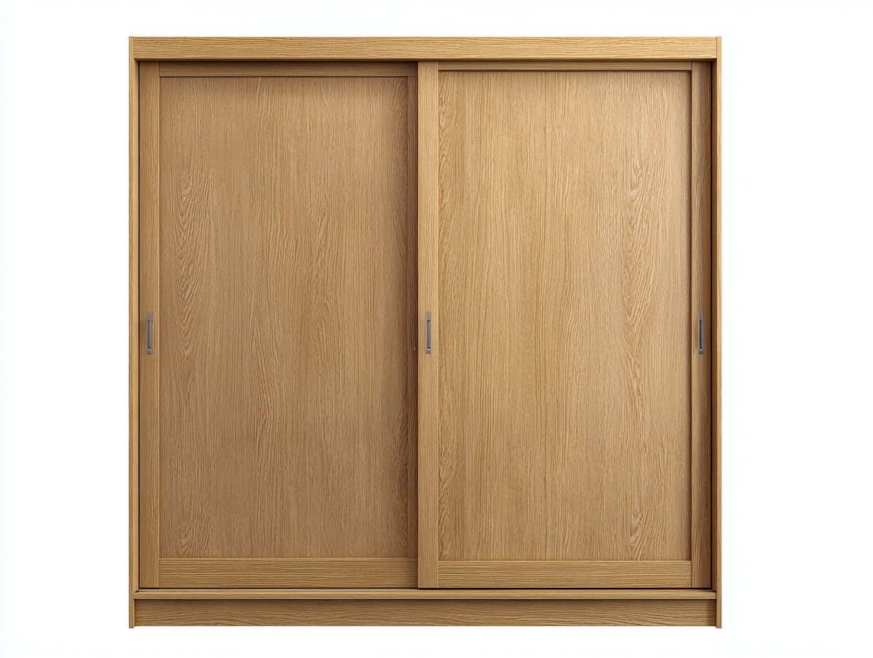 Armoire portes coulissantes en panneaux bois 180x62x200cm - chêne clair - chambre - rangement gain de place style moderne