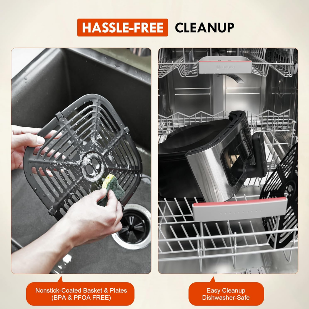 Miraston Compact 3.6-Quart Air Fryer, 9 Presets and Digital Display, Oil-Less Cooking, Black