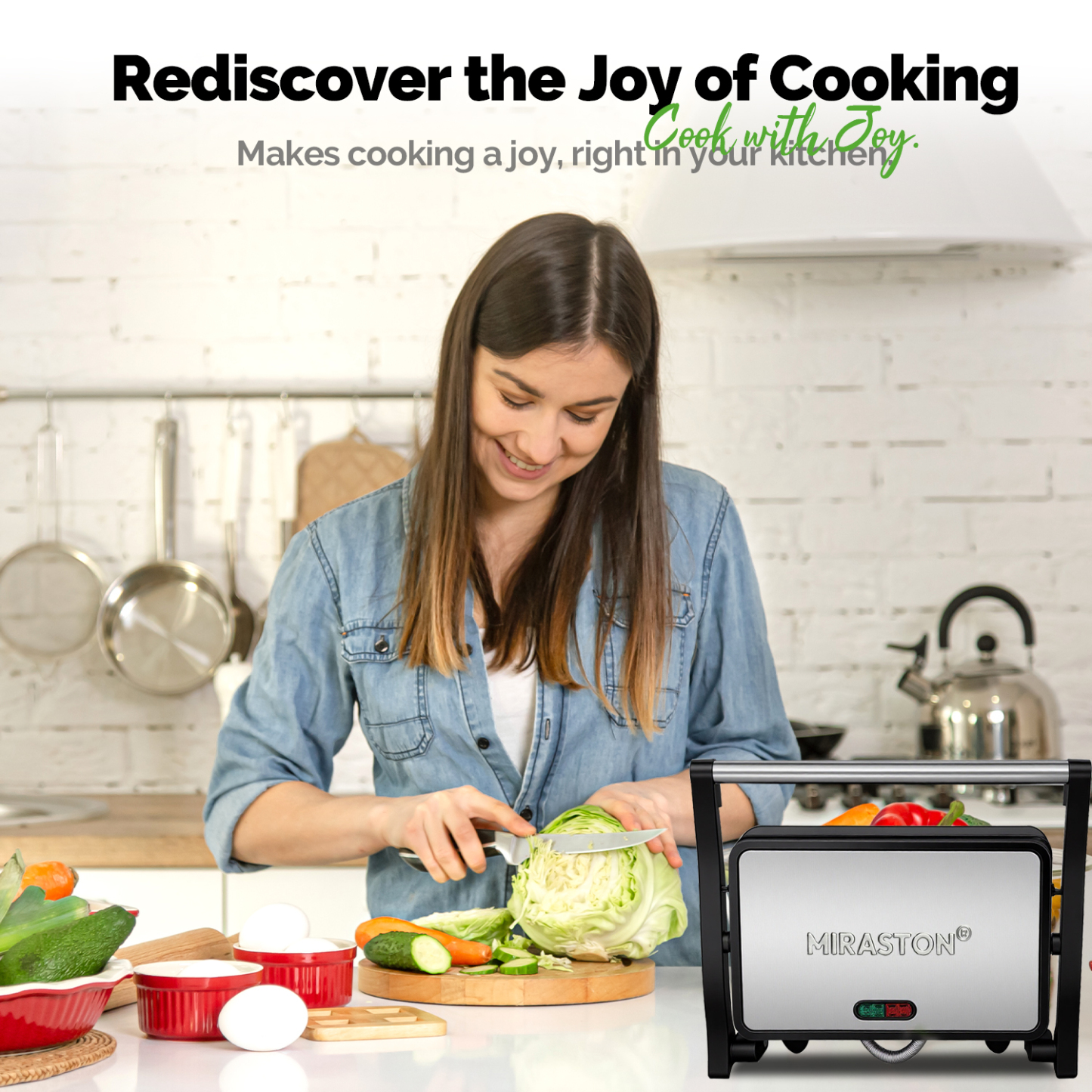 MIRASTON 3-in-1 Panini Press & Pancake Maker, Temperature Controlled 180° Hinge Sandwich Maker, 2-Piece Slicing Grill & Flat Pan