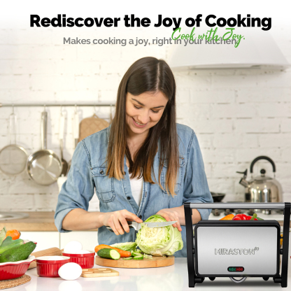 MIRASTON 3-in-1 Panini Press & Pancake Maker, Temperature Controlled 180° Hinge Sandwich Maker, 2-Piece Slicing Grill & Flat Pan