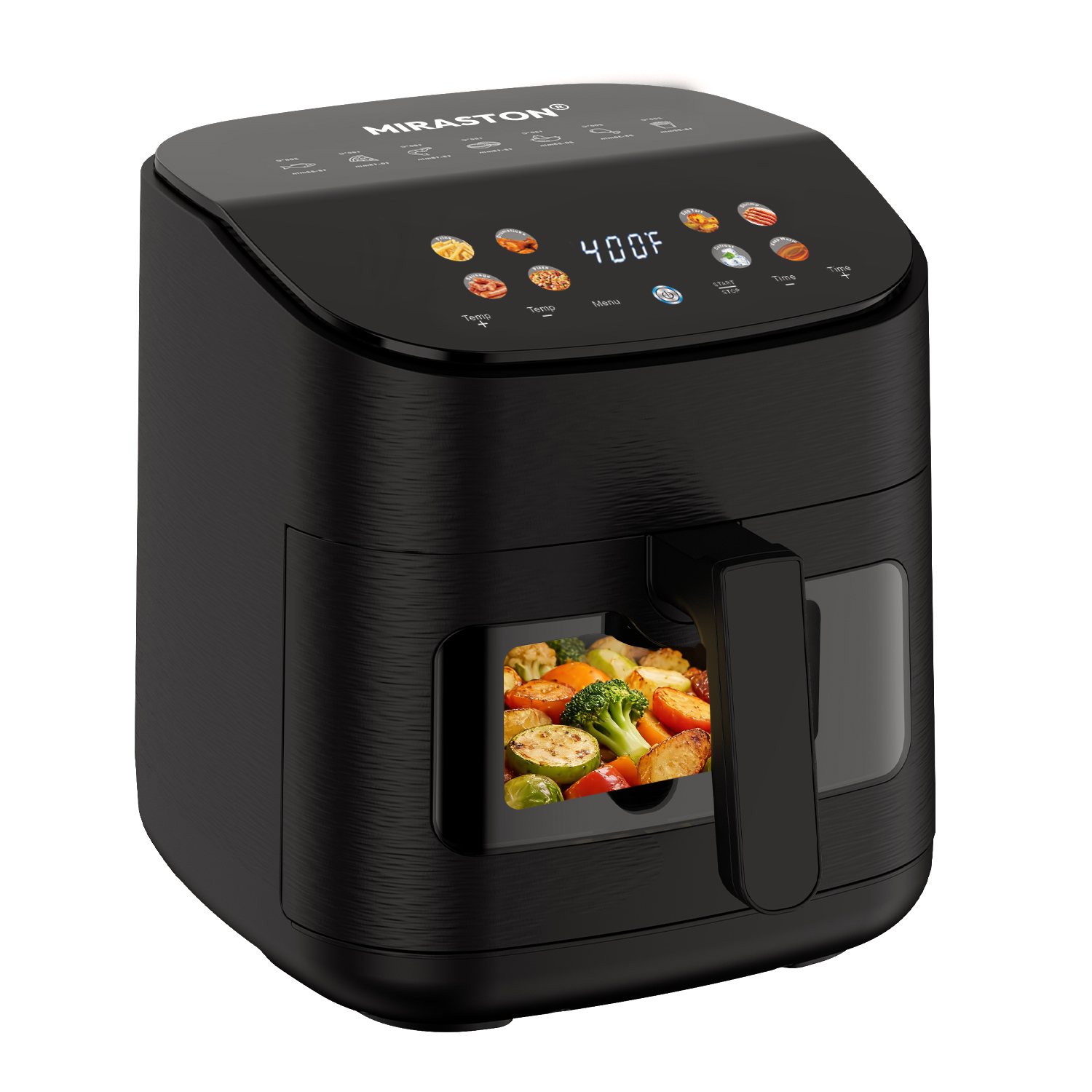 MIRASTON 6.5QT Digital Air Fryer with Visual Window | 8 Preset Cooking Functions | Quiet Operation for Home & Dorm | Perfect for Quick Meals, Snacks & Holiday Gifts