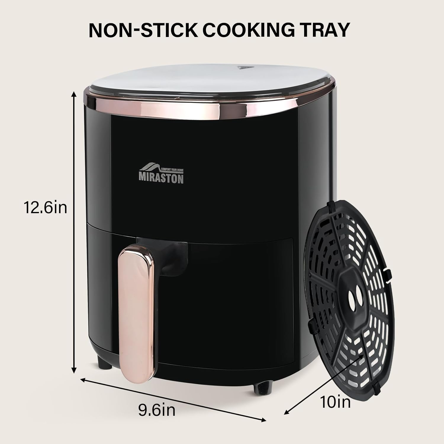 MIRASTON 3.6QT Personal Air Fryer with Digital Display & 9 Presets, Stainless Steel, Ideal for Small Kitchens