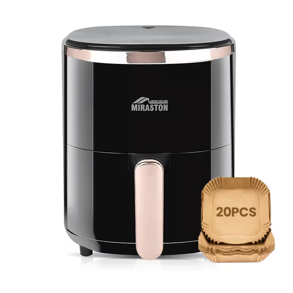 MIRASTON 3.6QT Personal Air Fryer with Digital Display & 9 Presets, Stainless Steel, Ideal for Small Kitchens