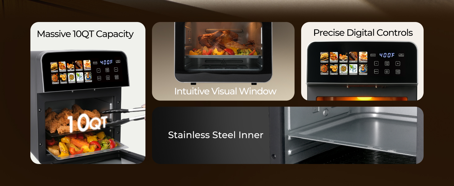 Say Goodbye to Kitchen Chaos! MIRASTON 10QT Air Fryer Toaster Oven Combo Cuts Meal Time in Half 🎉