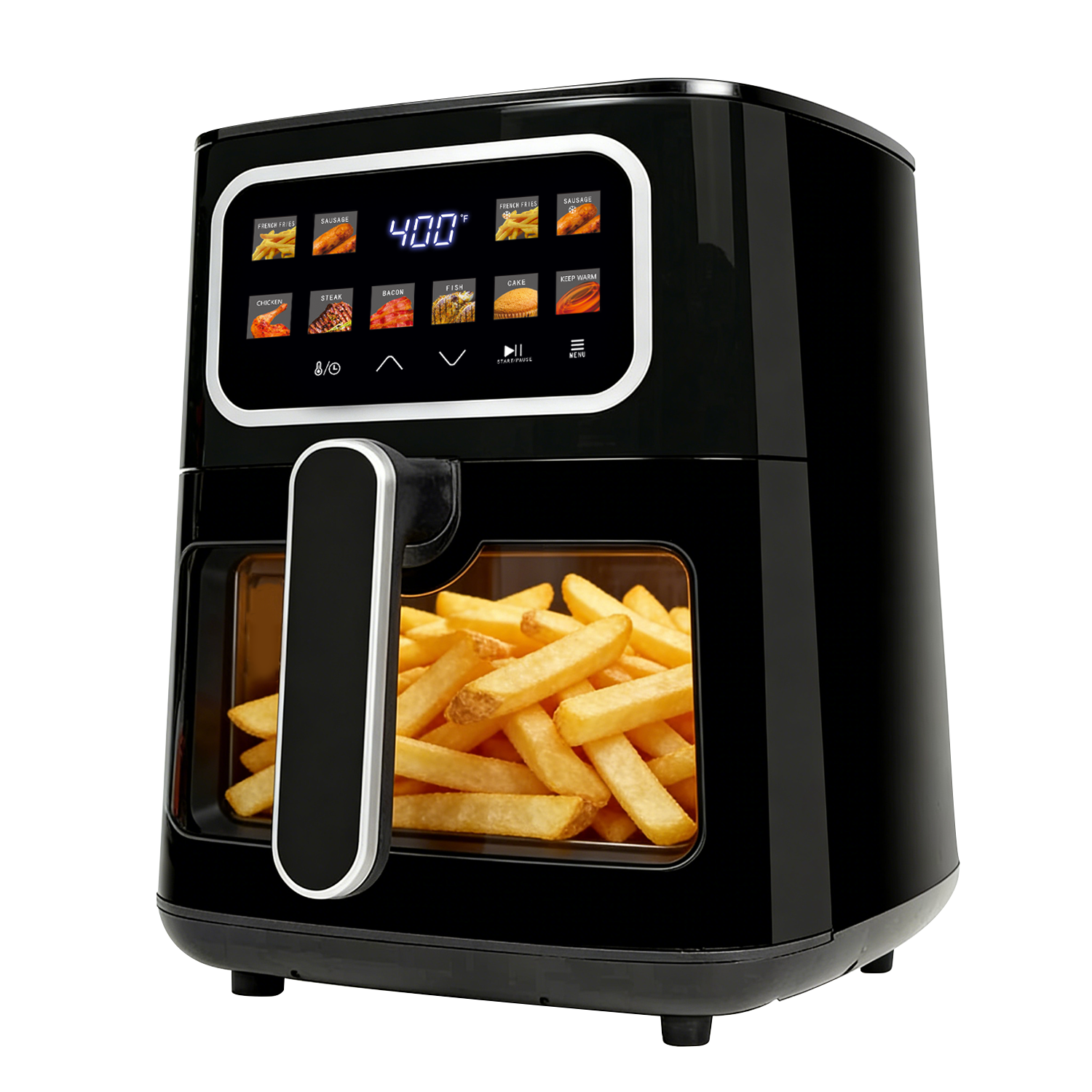 MIRASTON 5QT Digital Air Fryer with Viewing Window, 10 One-Touch Presets for Fresh & Frozen Foods, Easy Clean, Compact Size for 3-4 People, Black