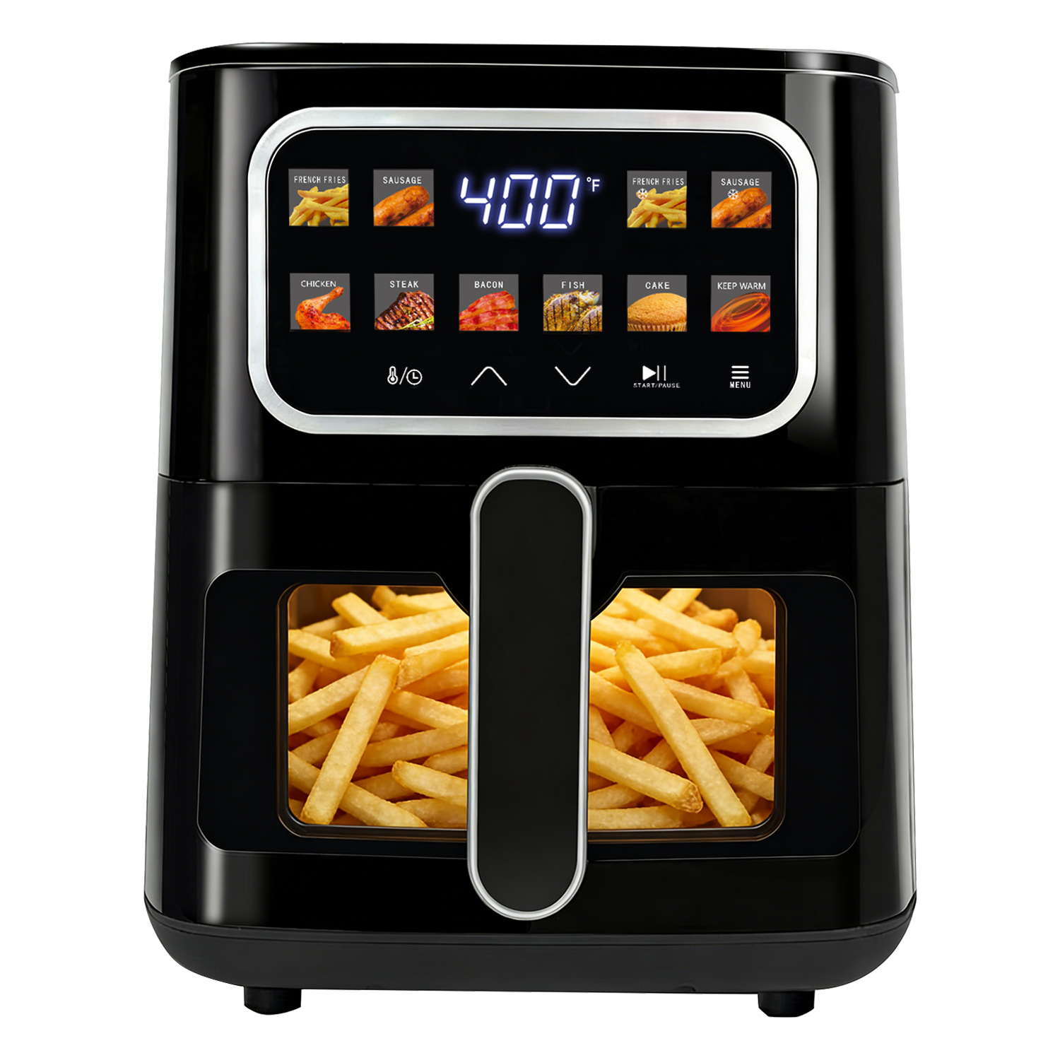 MIRASTON 5QT Digital Air Fryer with Viewing Window, 10 One-Touch Presets for Fresh & Frozen Foods, Easy Clean, Compact Size for 3-4 People, Black