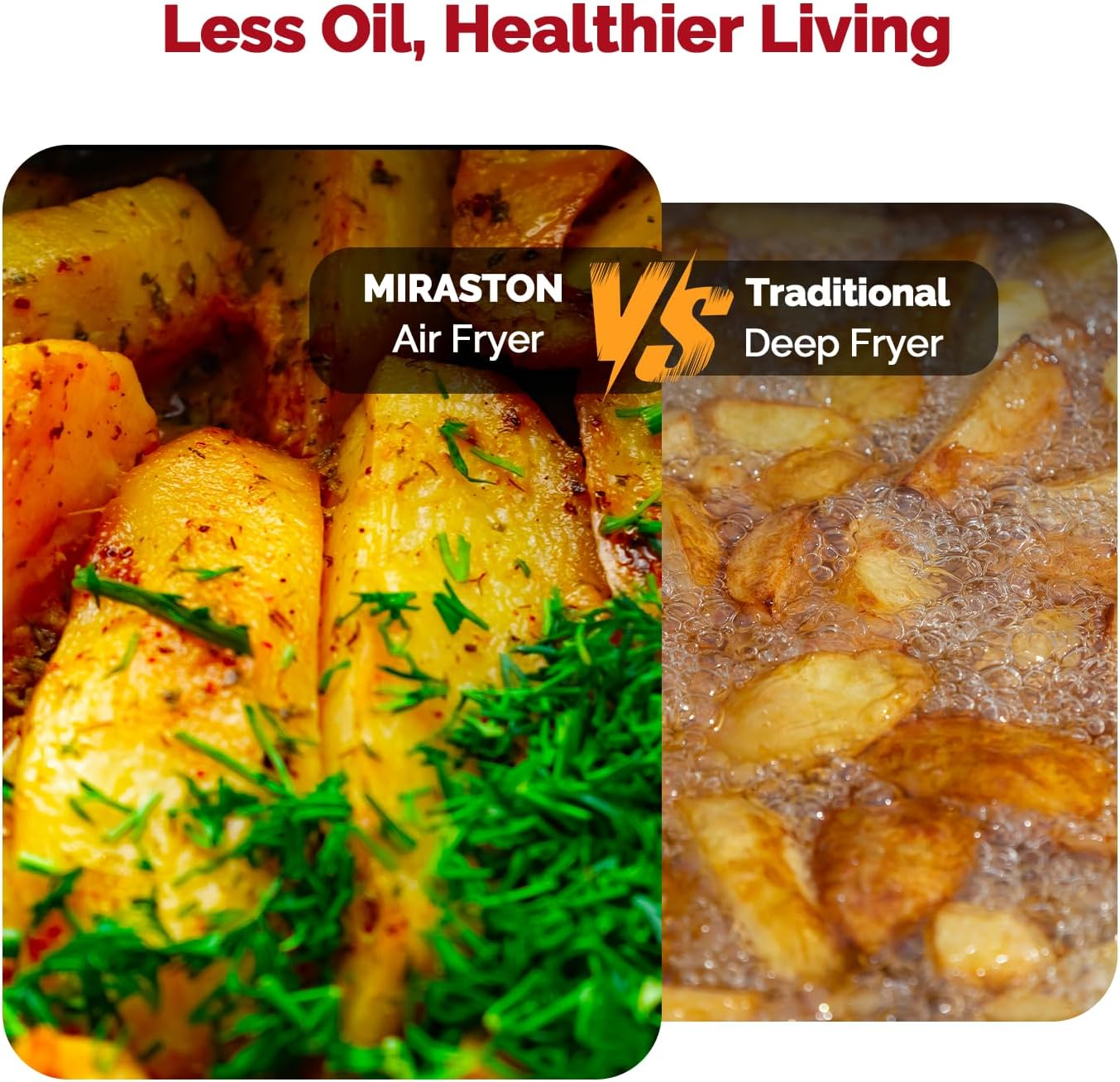 MIRASTON Air Fryer, 8.5-QT Family Size, 8 Preset Recipes, One-Touch Digital Control Presets, Stainless Steel