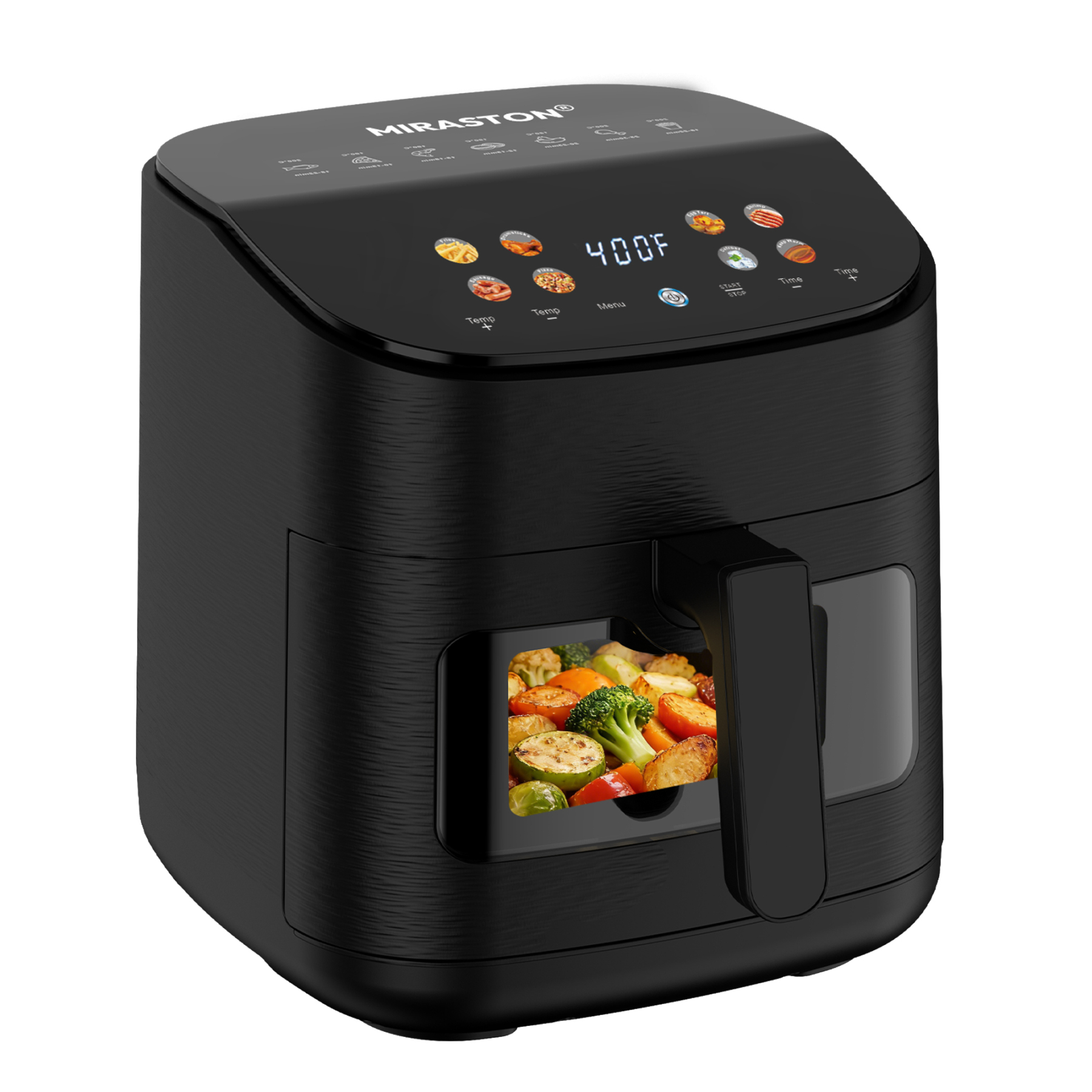  MIRASTON 6.8QT Smart Digital Air Fryer with Visual Window, 8 Presets Recipes for Fast Easy Meal, Snack, Dessert, Square Basket Dishwasher-Safe, for Family Dinner