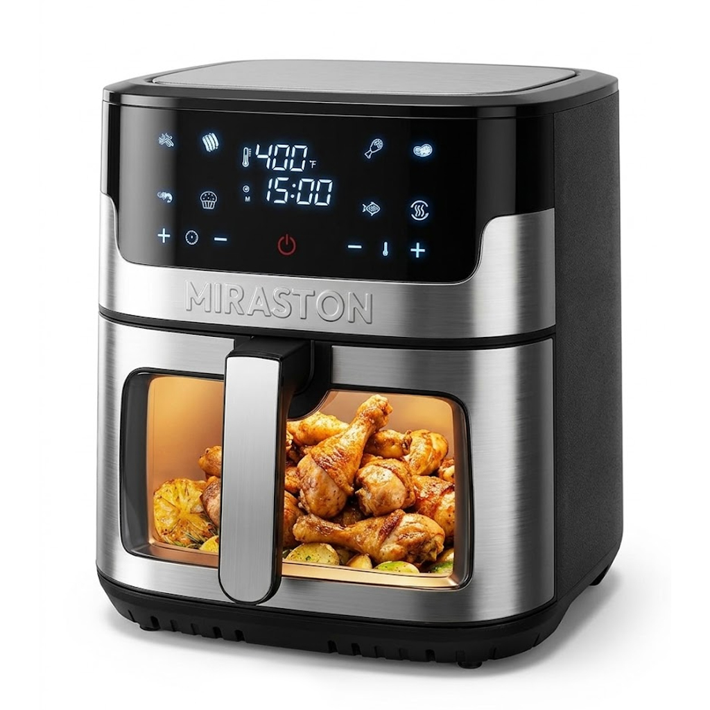 MIRASTON 8.5-Quart Air Fryer, 8 Preset Touchscreen, Dishwasher-Safe Basket, Stainless Steel