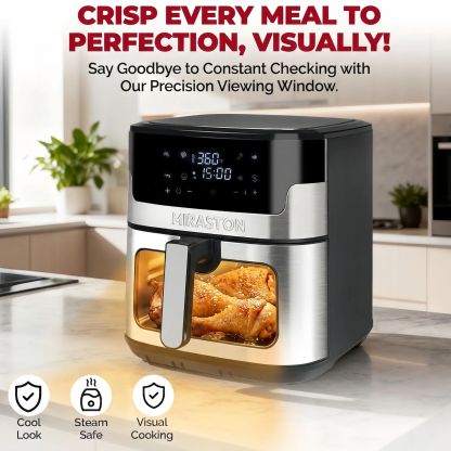 MIRASTON 8.5-Quart Air Fryer, 8 Preset Touchscreen, Dishwasher-Safe Basket, Stainless Steel