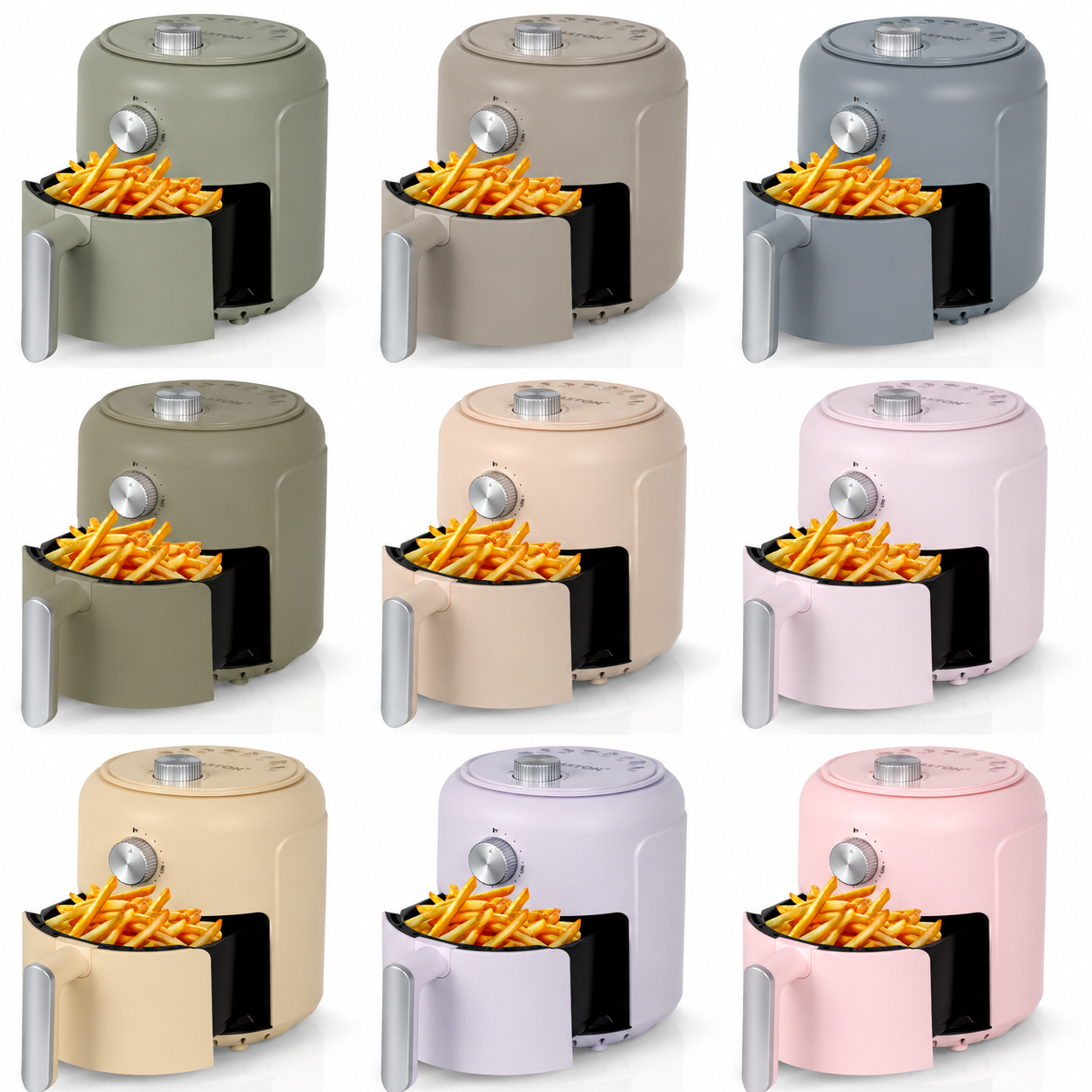 MIRASTON 2.8QT Compact Air Fryer with Manual Controls and Pull-Out Basket, Retro Countertop Design, Easy-to-Use Kitchen Air Fryer, 9 Colors Available