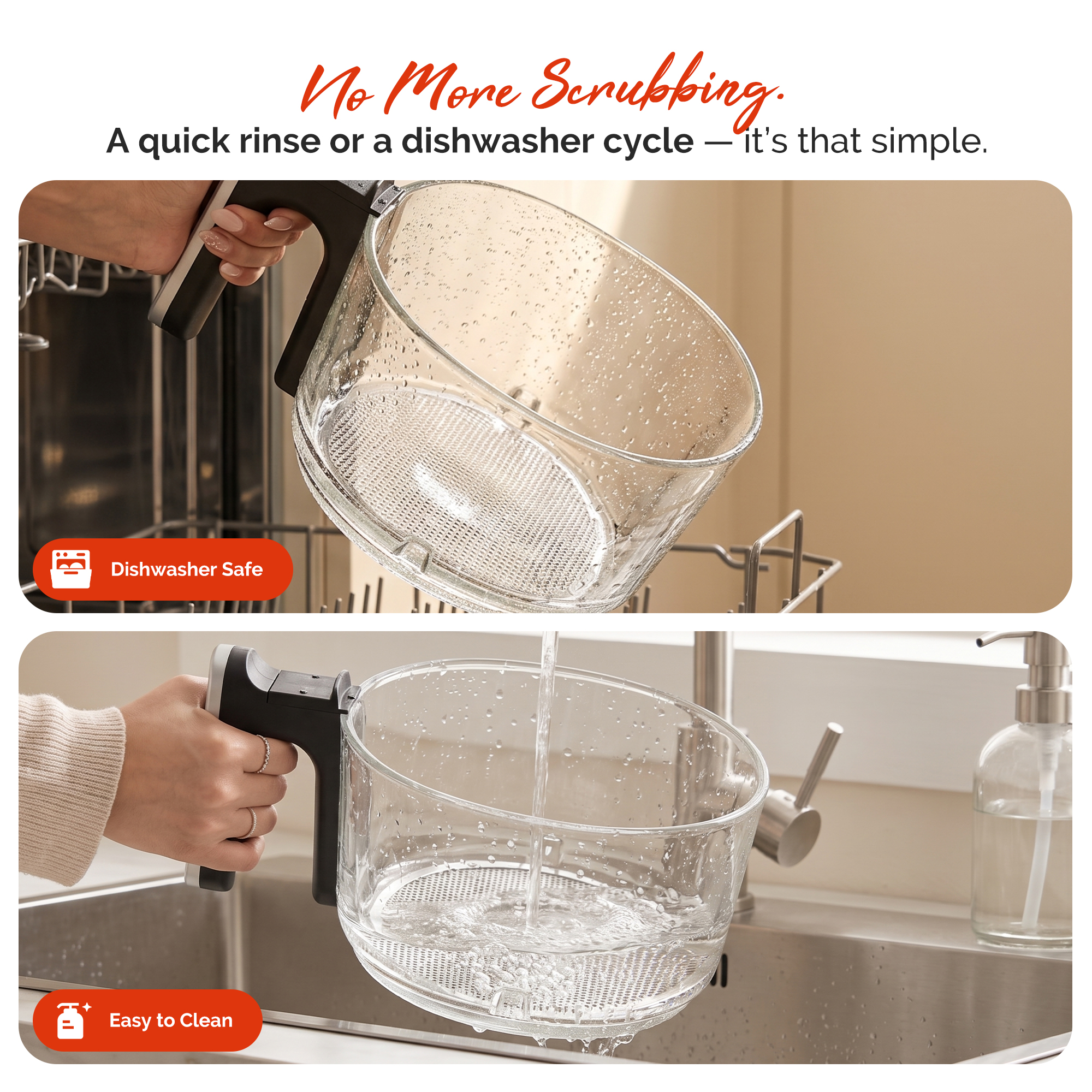 3.8QT Small Glass Air Fryer, Non-Toxic BPA-Free Glass Bowl