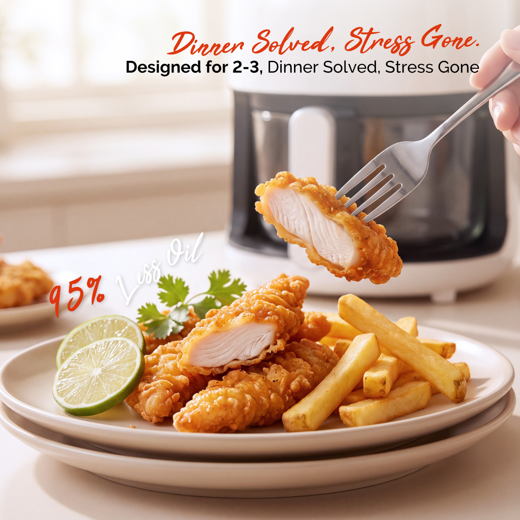 3.8QT Small Glass Air Fryer, Non-Toxic BPA-Free Glass Bowl