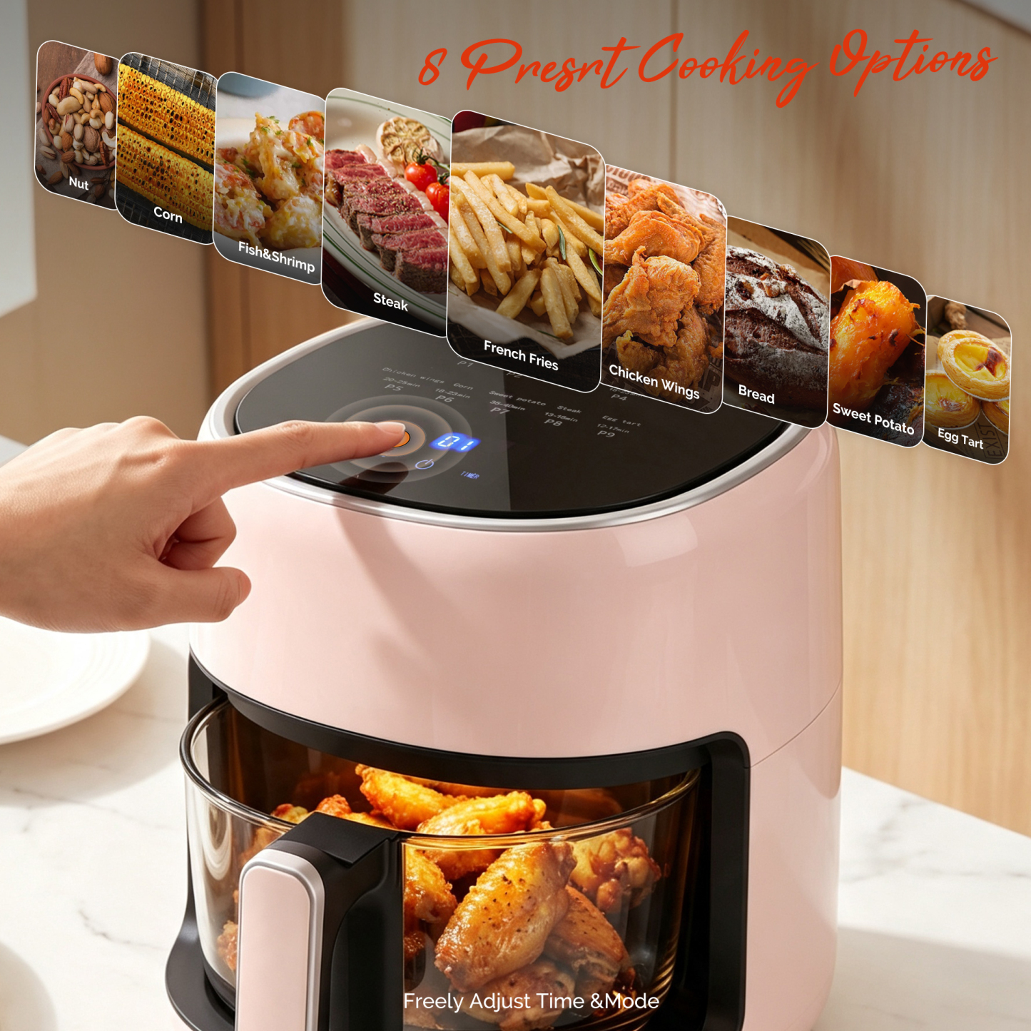 3.8QT Small Glass Air Fryer, Non-Toxic BPA-Free Glass Bowl