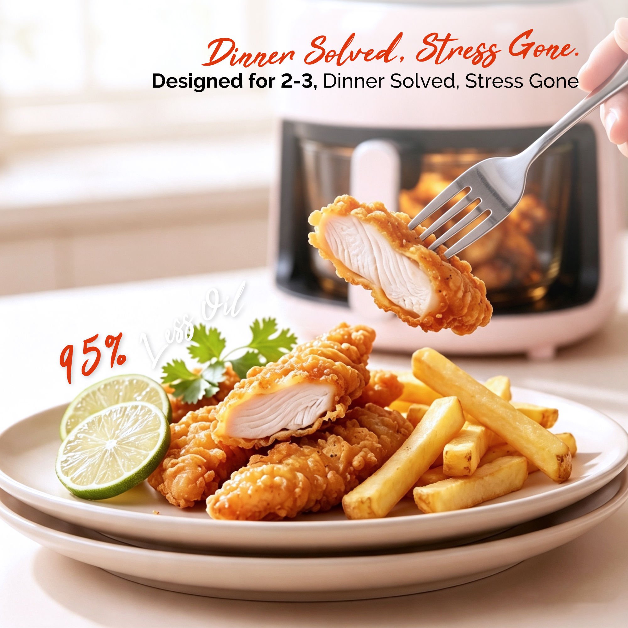 3.8QT Small Glass Air Fryer, Non-Toxic BPA-Free Glass Bowl