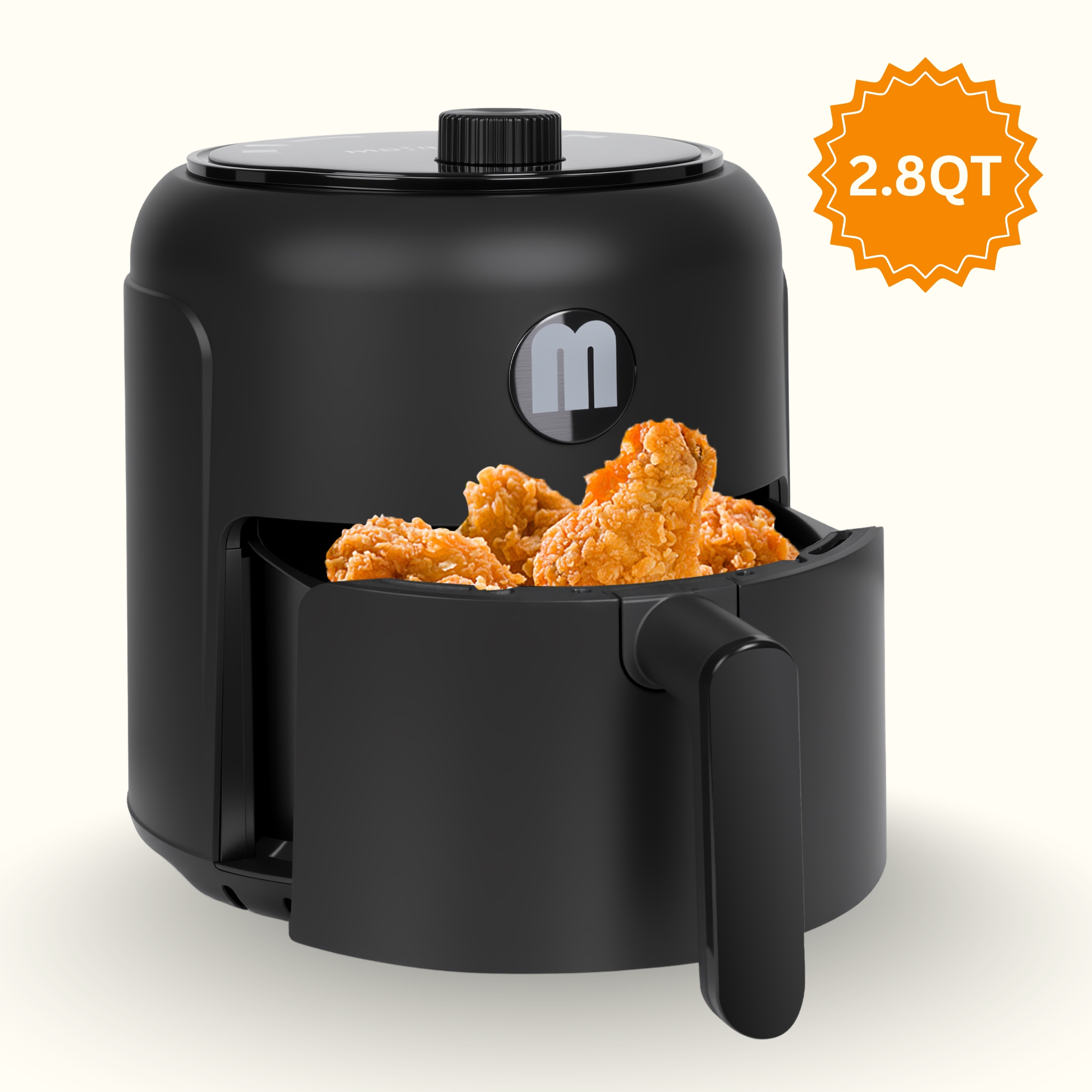 2.8QT Mini Air Fryer, Dial Control Time, Nonstick Basket Dishwasher Safe, Fast Cooking, Reheat Leftover, Small Air Fryers for 1-2 People, Suitable for Dorm Apartment