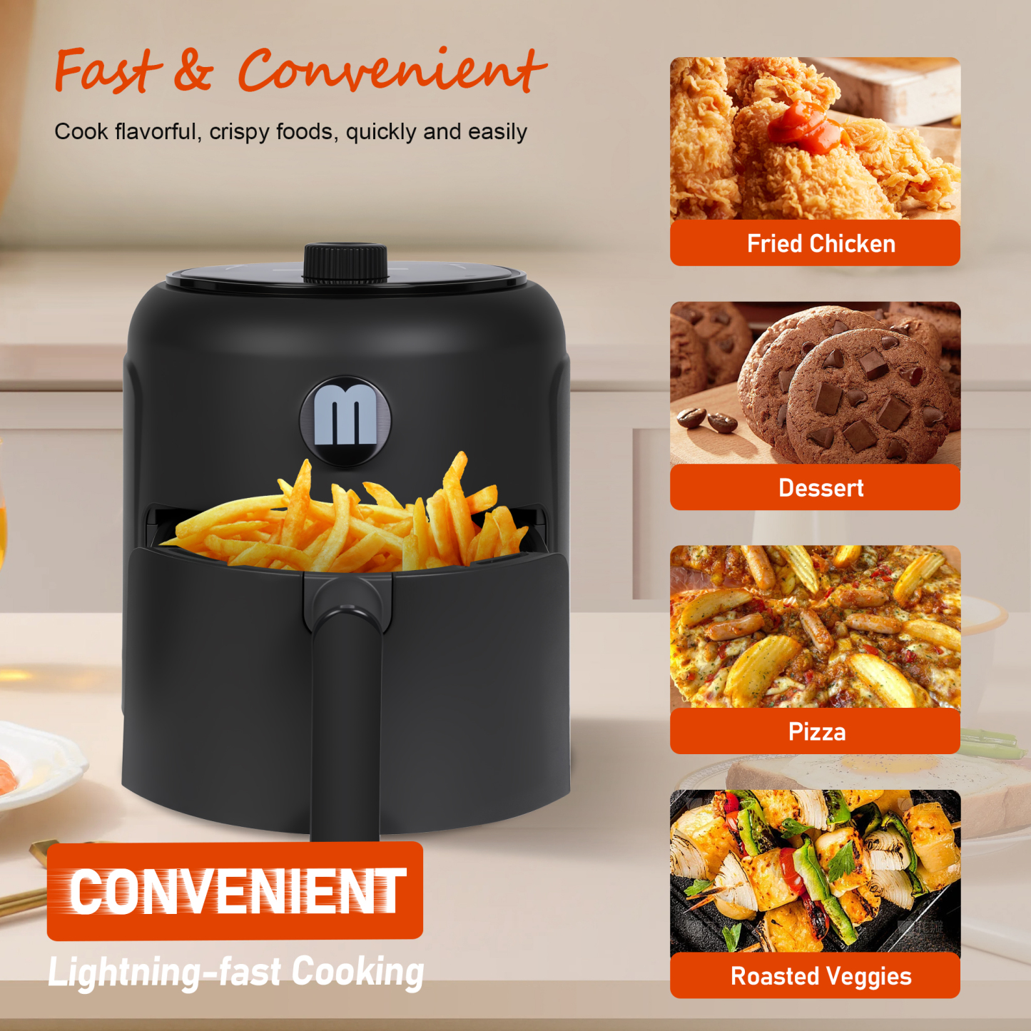 2.8QT Mini Air Fryer, Dial Control Time, Nonstick Basket Dishwasher Safe, Fast Cooking, Reheat Leftover, Small Air Fryers for 1-2 People, Suitable for Dorm Apartment