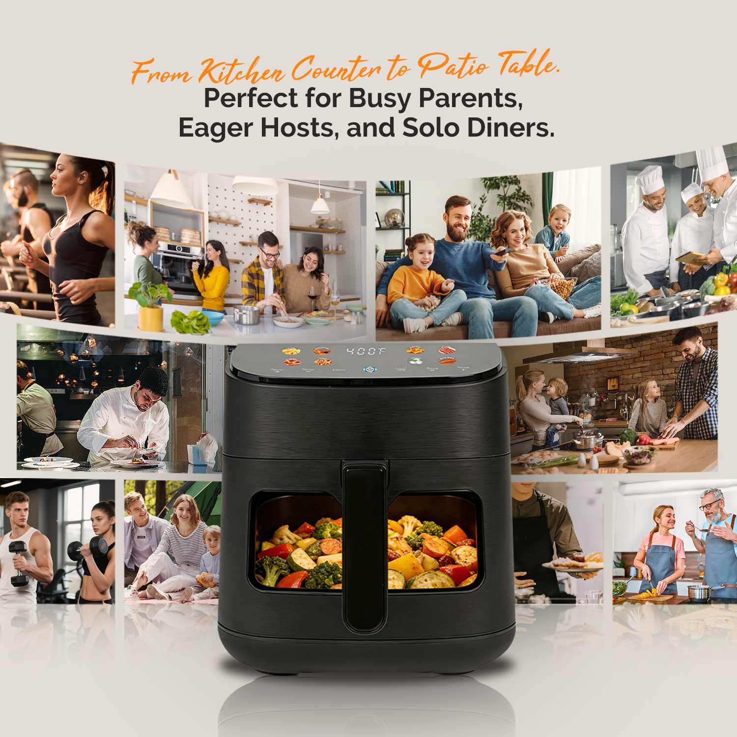 MIRASTON 6.5QT Digital Air Fryer with Visual Window | 8 Preset Cooking Functions | Quiet Operation for Home & Dorm | Perfect for Quick Meals, Snacks & Holiday Gifts