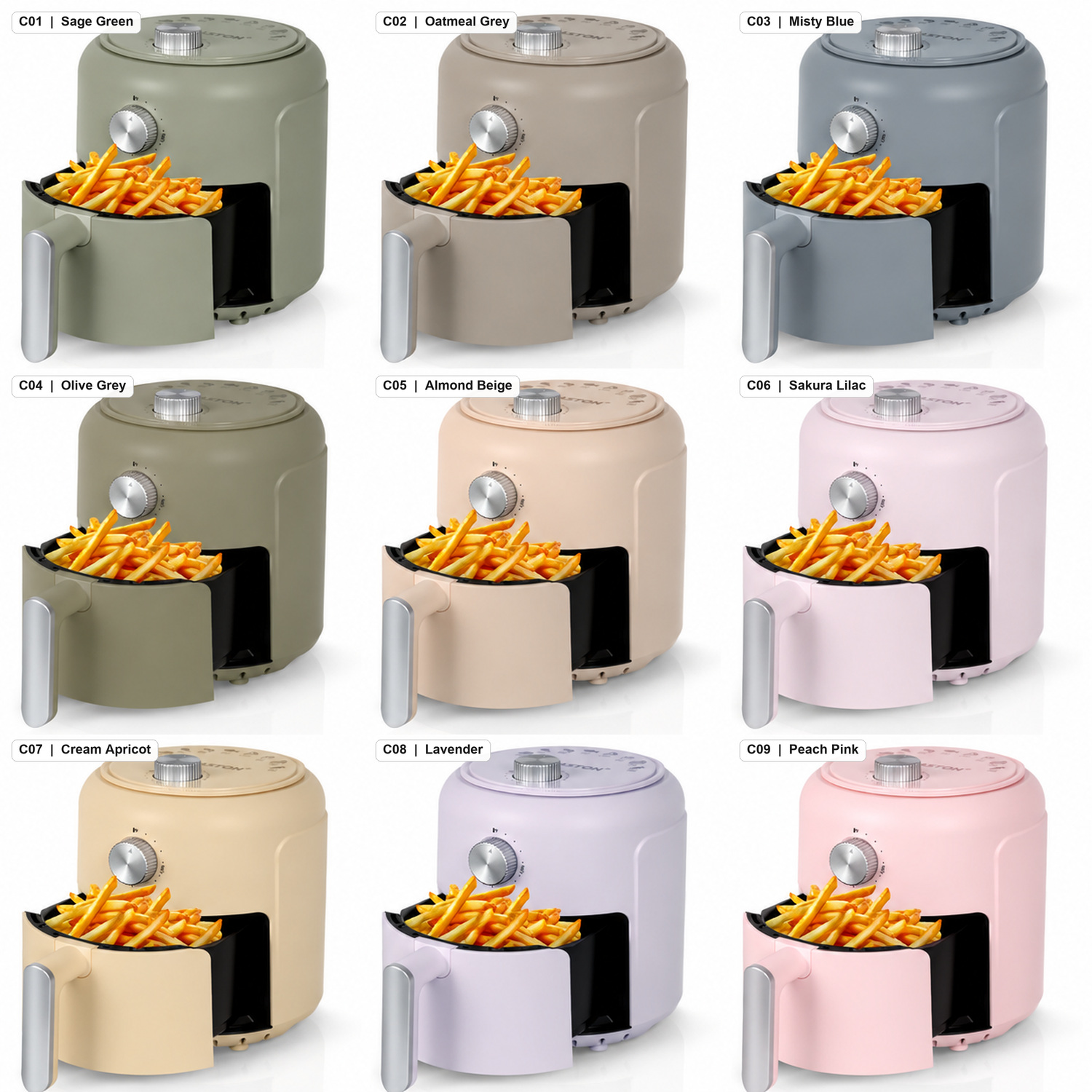 MIRASTON 2.8QT Compact Air Fryer with Manual Controls and Pull-Out Basket, Retro Countertop Design, Easy-to-Use Kitchen Air Fryer, 9 Colors Available
