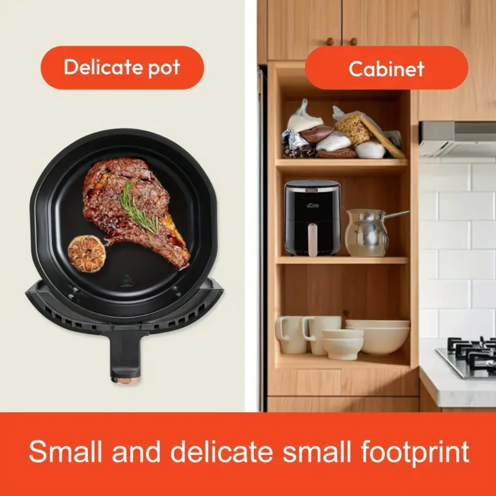 Miraston Compact 3.6-Quart Air Fryer, 9 Presets and Digital Display, Oil-Less Cooking, Black