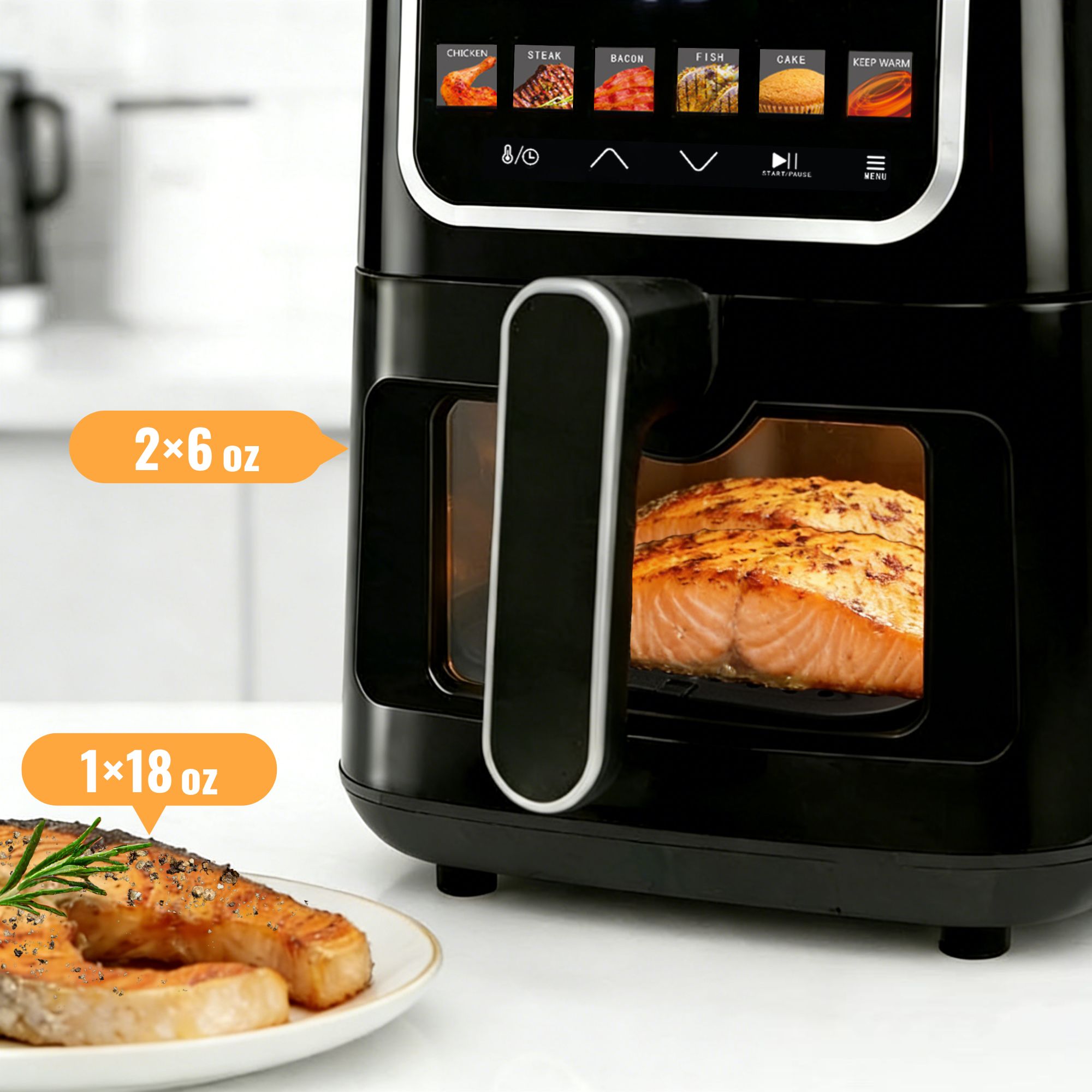 MIRASTON 5QT Digital Air Fryer with Viewing Window, 10 One-Touch Presets for Fresh & Frozen Foods, Easy Clean Nonstick Basket, Compact Size for 3-4 People, Black,