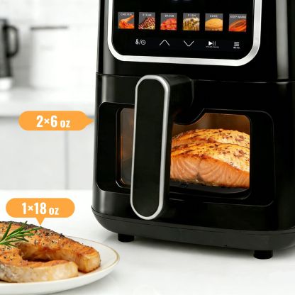 MIRASTON 5QT Digital Air Fryer with Viewing Window, 10 One-Touch Presets for Fresh & Frozen Foods, Easy Clean Nonstick Basket, Compact Size for 3-4 People, Black,
