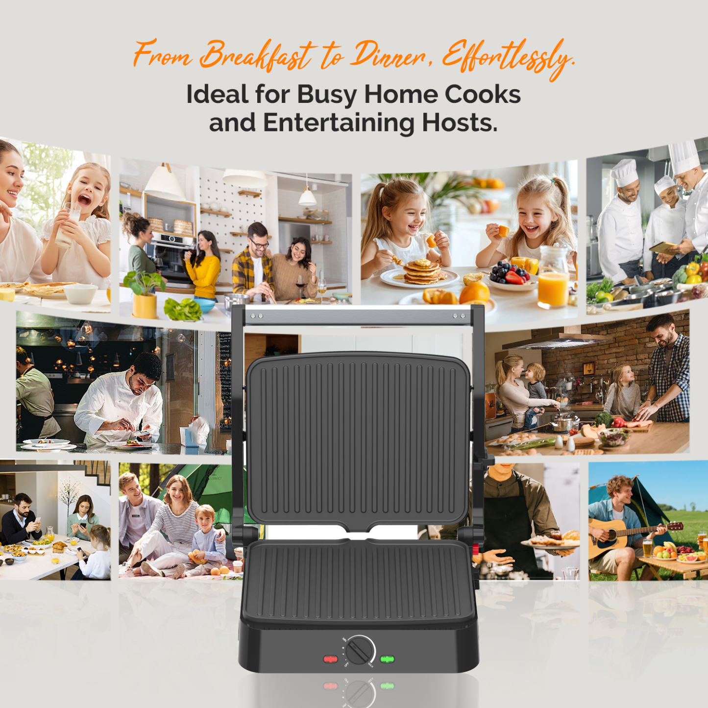 MIRASTON Electric Panini Press Grill and Sandwich Maker / 8.5" x 11" Non-Stick Coated Plates, Opens 180 Degrees to Fit Any Type or Size Food, Dishwasher Safe, Sliver