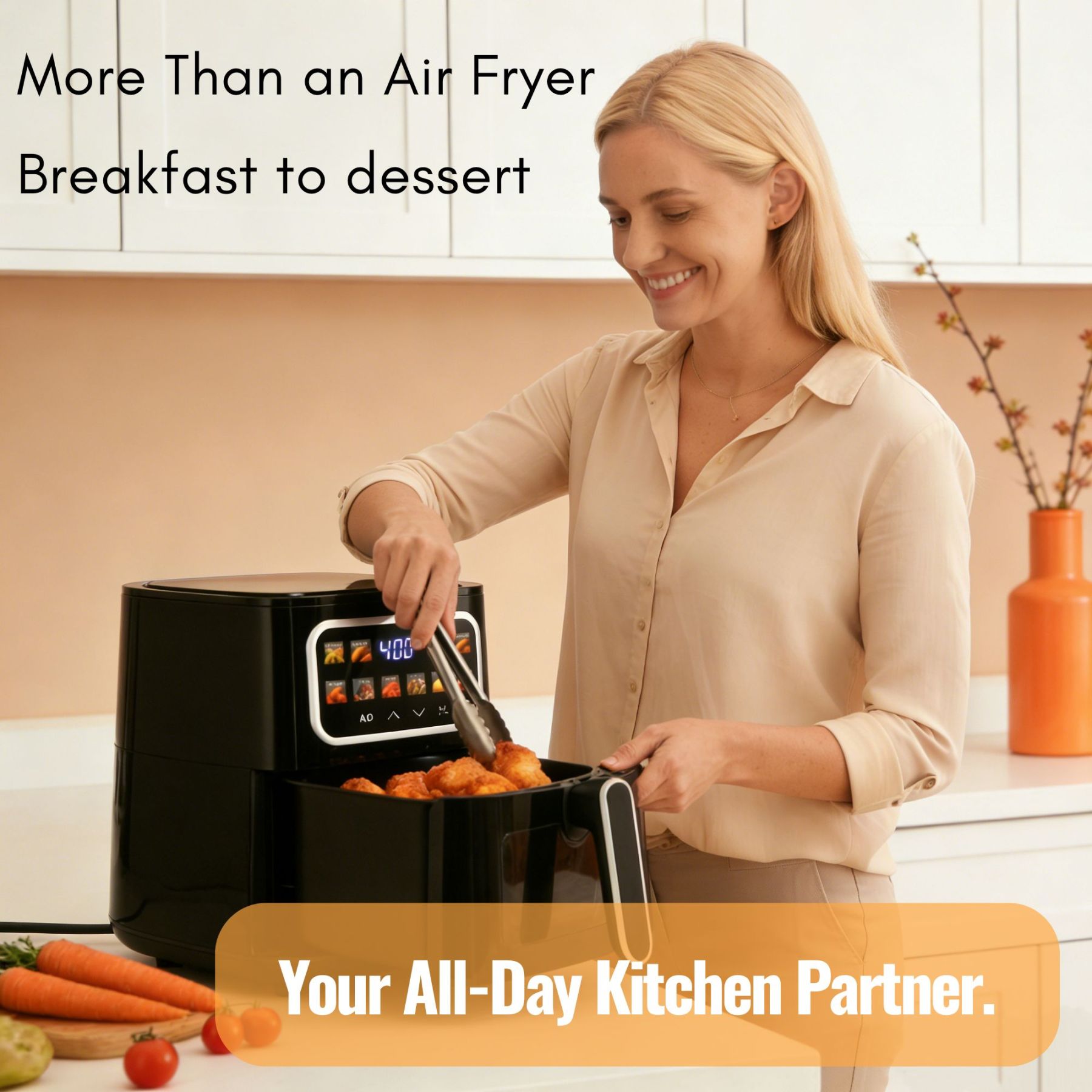 MIRASTON 5QT Digital Air Fryer with Viewing Window, 10 One-Touch Presets for Fresh & Frozen Foods, Easy Clean Nonstick Basket, Compact Size for 3-4 People, Black,