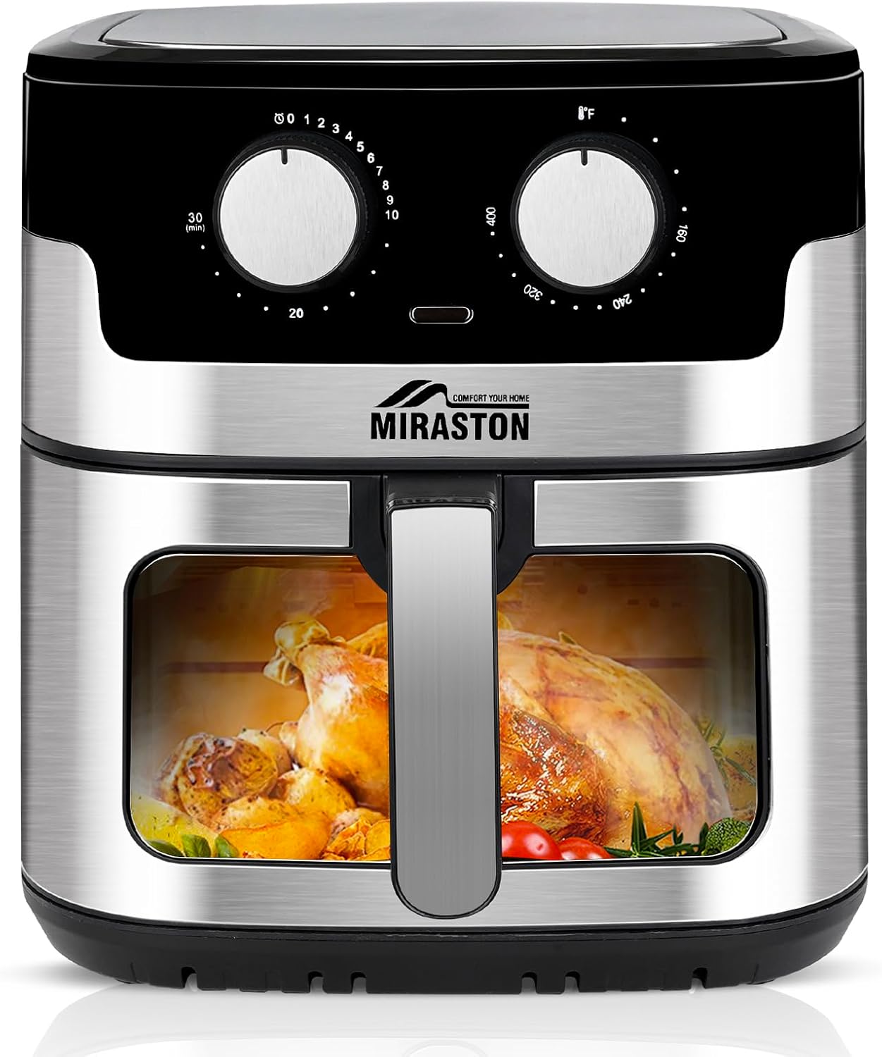 MIRASTON 8.5QT Dials Large Capacity Air Fryer Easy-to-Use Manual Design for Healthy Meals 1500W