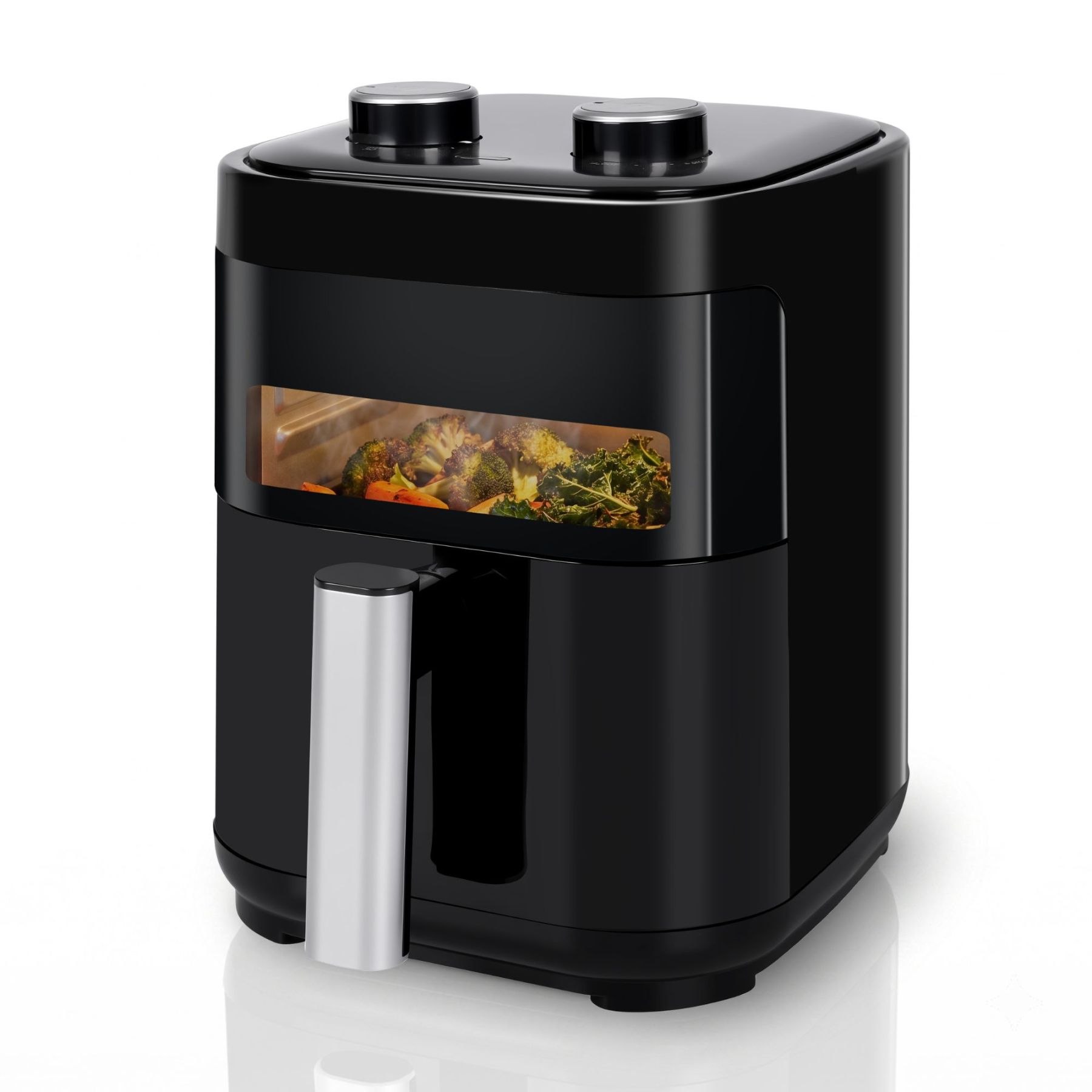 MIRASTON 3.2 Quart Mini Air Fryer, Compact Nonstick Personal Air Fryer with Dial Control and Dishwasher Safe Basket, Black