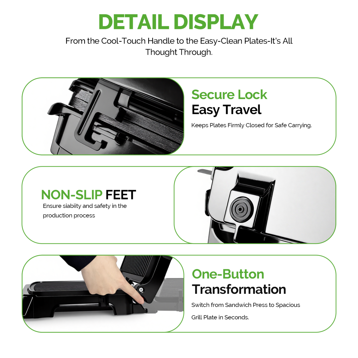MIRASTON 3-in-1 Panini Press & Pancake Maker, Temperature Controlled 180° Hinge Sandwich Maker, 2-Piece Slicing Grill & Flat Pan