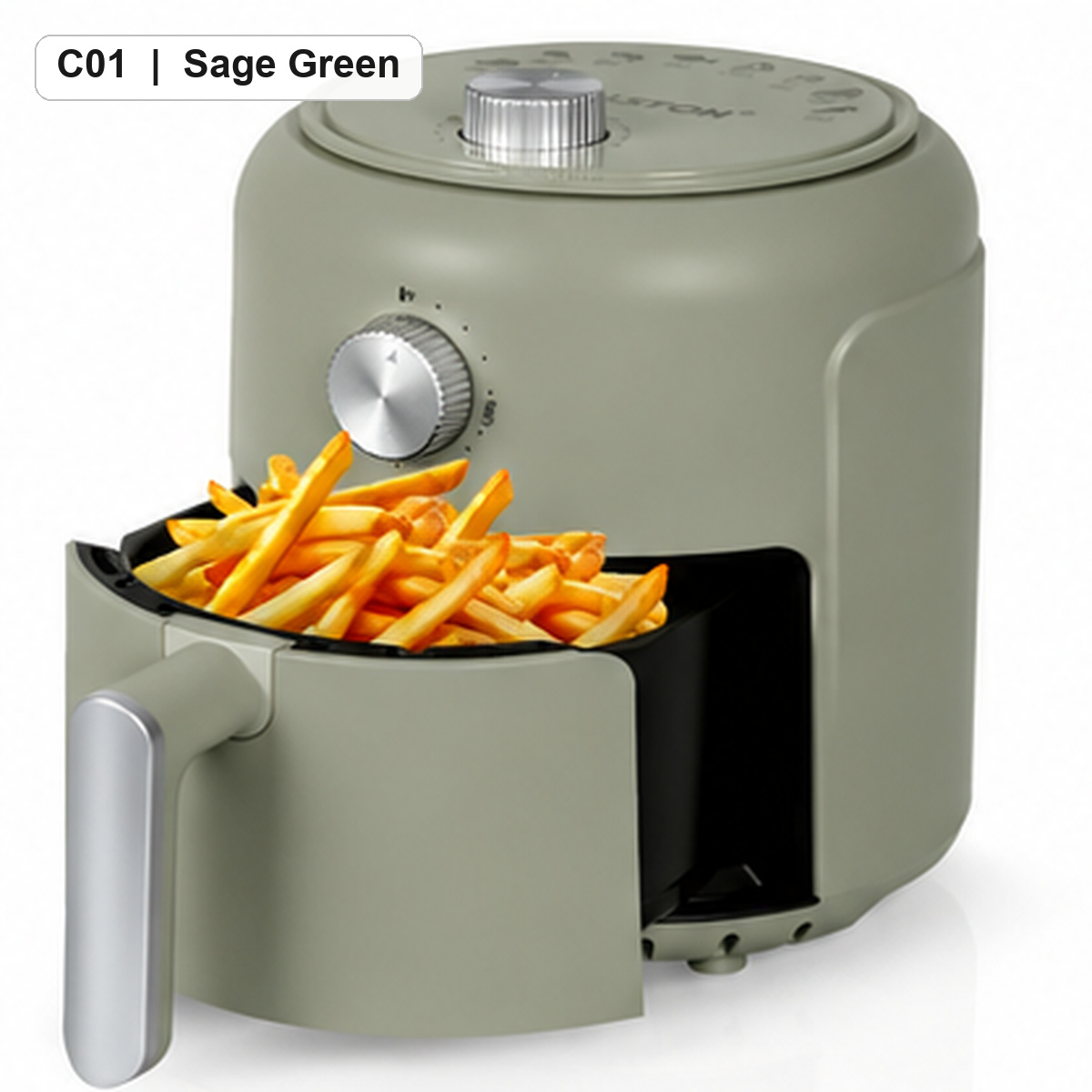 MIRASTON 2.8QT Compact Air Fryer with Manual Controls and Pull-Out Basket, Retro Countertop Design, Easy-to-Use Kitchen Air Fryer, 9 Colors Available