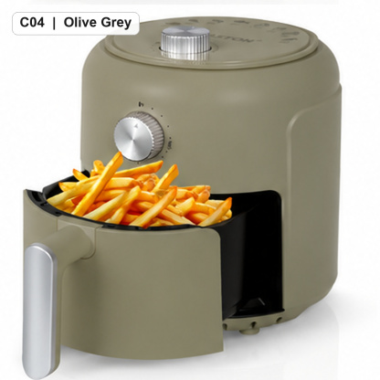 MIRASTON 2.8QT Compact Air Fryer with Manual Controls and Pull-Out Basket, Retro Countertop Design, Easy-to-Use Kitchen Air Fryer, 9 Colors Available