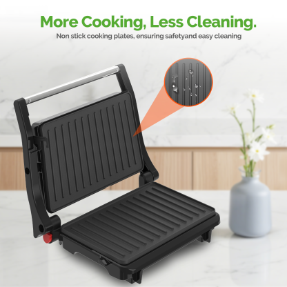 MIRASTON 3-in-1 Panini Press & Pancake Maker, Temperature Controlled 180° Hinge Sandwich Maker, 2-Piece Slicing Grill & Flat Pan