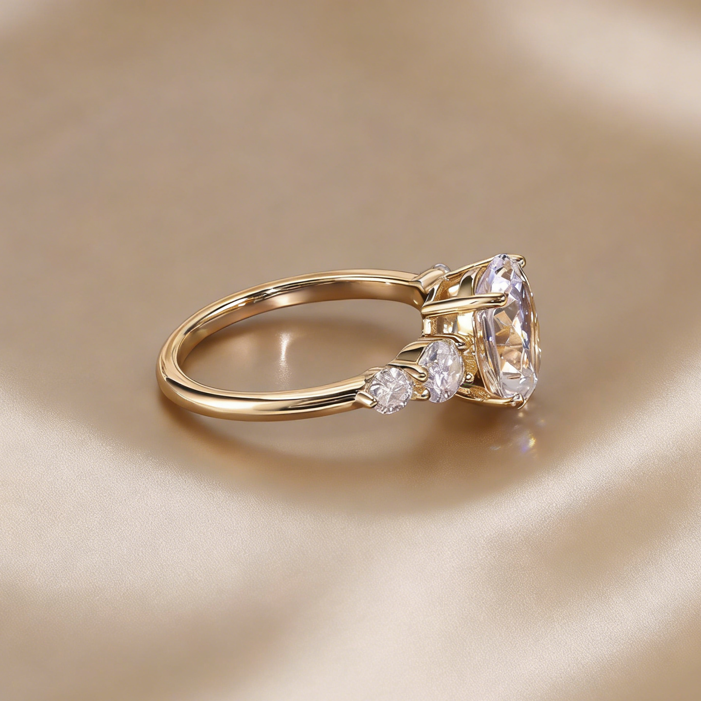 Bold&Chice 0.8-10CT Luxury Five-Stone Moissanite Ring, S925 Silver Lab Created Diamond, Elegant Multi-Cut Statement Ring for Her