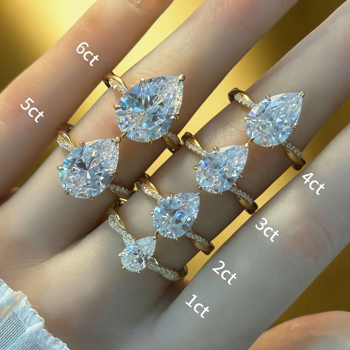 Bold&Chice 0.8-8CT Twisted Setting Moissanite Ring, Multi-Cut 18K Gold Plated  S925 Silver Lab Created Diamond Ring for Women