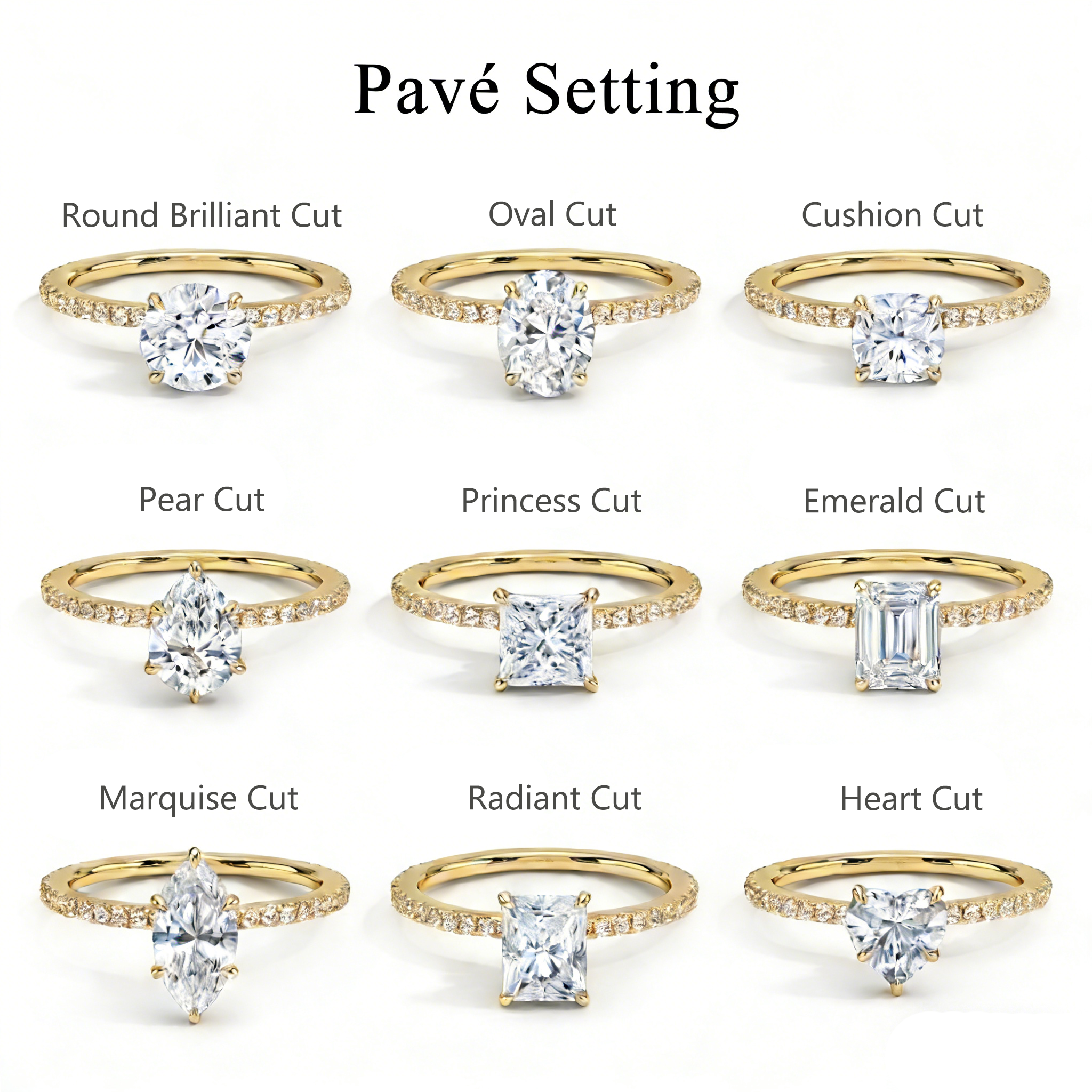 Bold&Chice 0.8-10CT Luxury Pave Moissanite Ring, S925 Silver Lab Created Diamond, Elegant Multi-Cut Statement Ring for Her