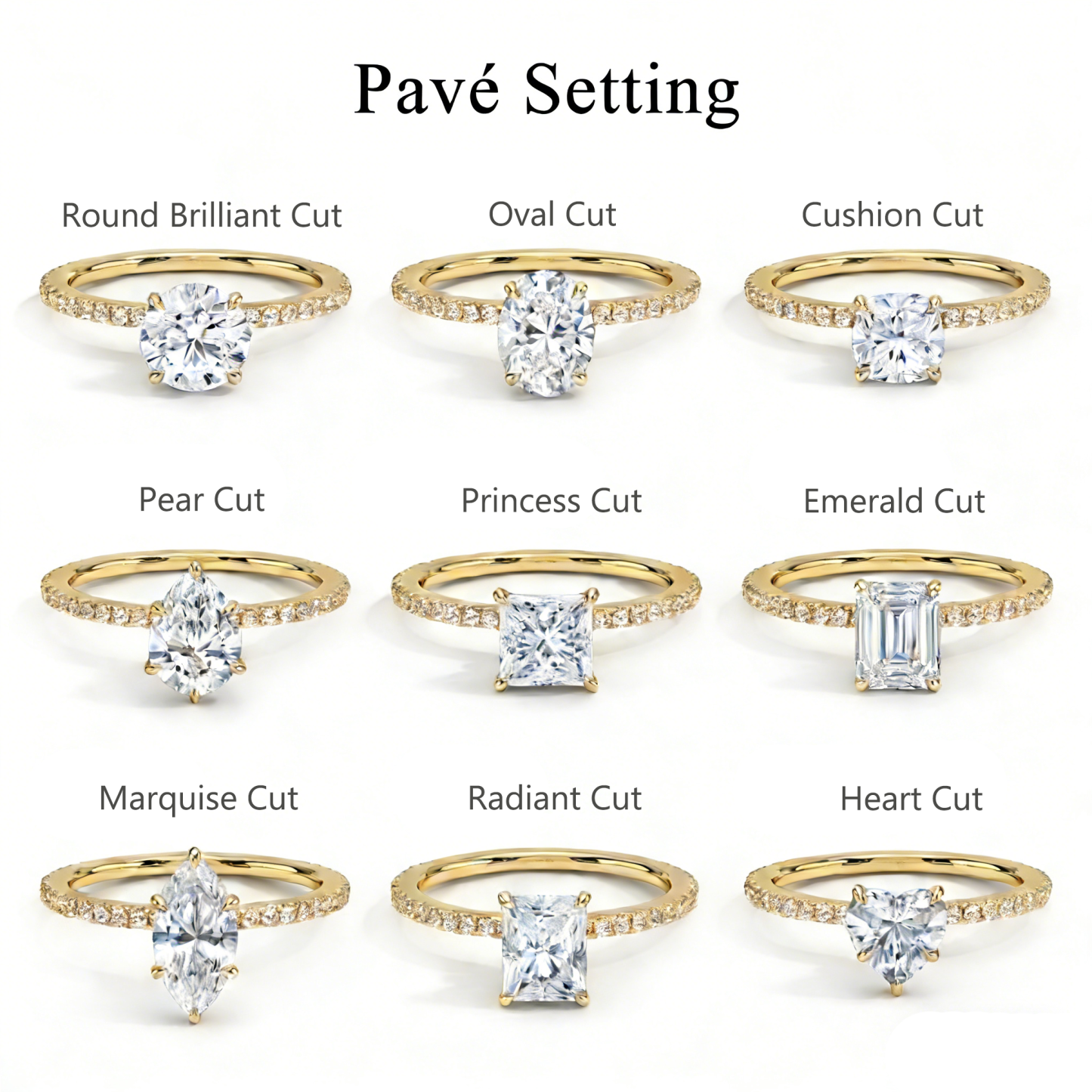 Bold&Chice 0.8-10CT Luxury Pave Moissanite Ring, S925 Silver Lab Created Diamond, Elegant Multi-Cut Statement Ring for Her