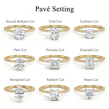 Bold&Chice 0.8-10CT Luxury Pave Moissanite Ring, S925 Silver Lab Created Diamond, Elegant Multi-Cut Statement Ring for Her