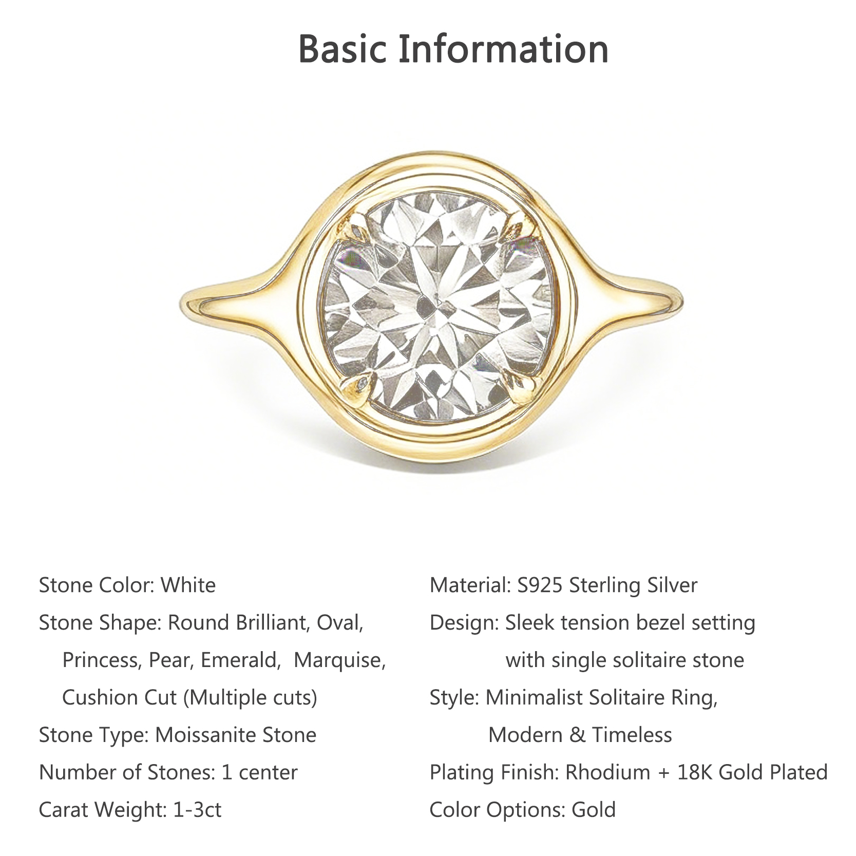 Bold&Chice 1-3CT East-West Setting Moissanite Ring, S925 Silver Lab Created Diamond, Sleek Multi-Cut Statement Ring for Her