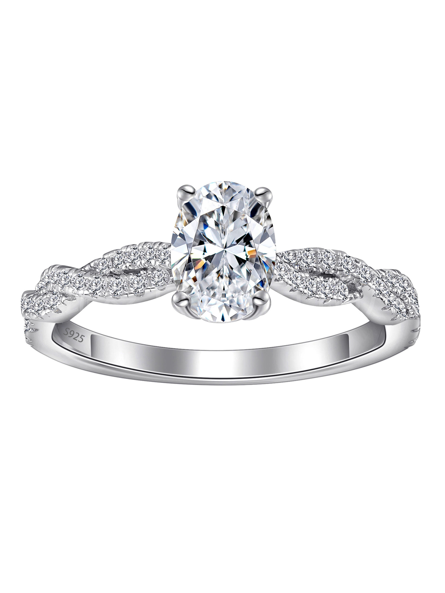 Bold&Chice Rotating Ballet Moissanite Ring, Oval Cut 1CT Lab Created Engagement Ring, Pave Promise Ring for Women