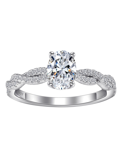 Bold&Chice Rotating Ballet Moissanite Ring, Oval Cut 1CT Lab Created Engagement Ring, Pave Promise Ring for Women