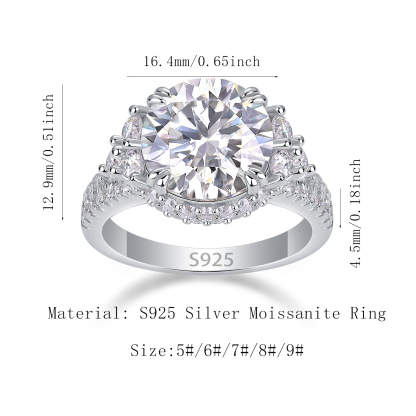 Bold&Chice 5CT Large Halo Moissanite Ring, Lab Created Engagement Ring, Pave Statement Ring for Women