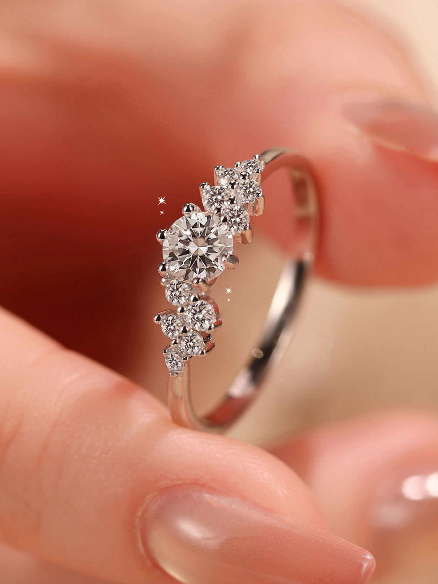 Bold&Chice Berlin Love Letter Ring, 0.5-1CT Lab Created Moissanite Engagement Ring, Dainty Petal Promise Ring for Women