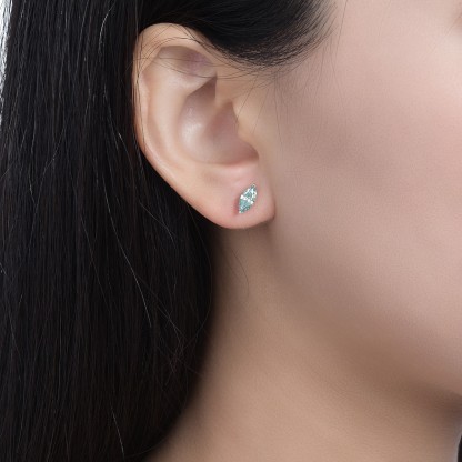 Bold&Chice 0.5CT*2 Blue Moissanite Stud Earrings, Marquise Cut Lab Created Diamond Earrings, S925 Silver for Women