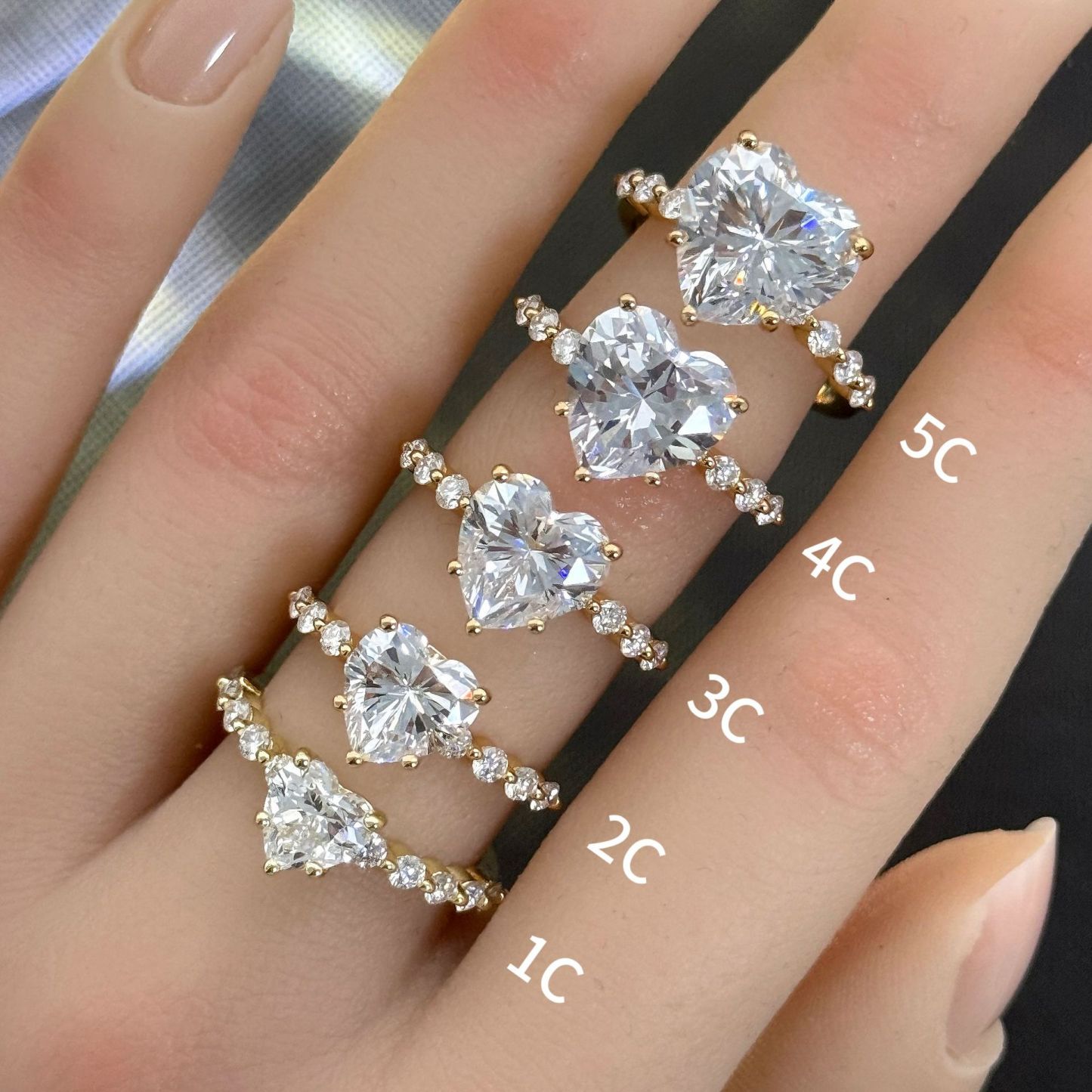 Bold&Chice 0.8-10CT Floating-Shared Prong Moissanite Ring, S925 Silver Lab Created Diamond, Sleek Multi-Cut Statement Ring for Her