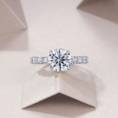 Bold&Chice 3CT Round Cut Moissanite Ring, Lab Created Moissanite, Perfect Proposal & Anniversary Gift for Women