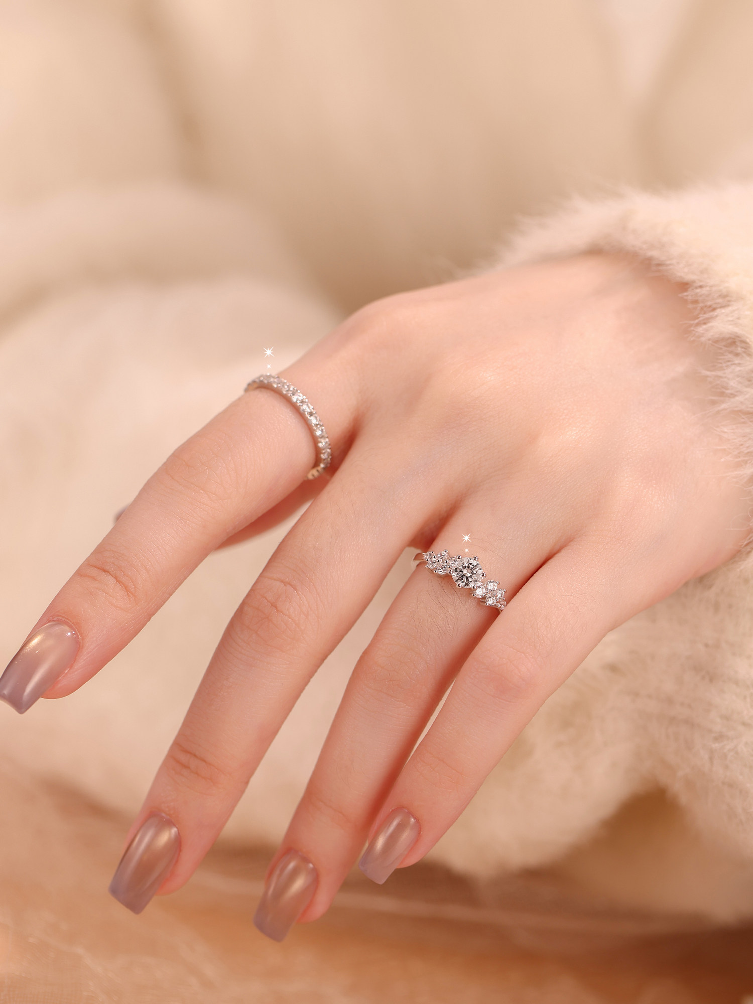 Bold&Chice Berlin Love Letter Ring, 0.5-1CT Lab Created Moissanite Engagement Ring, Dainty Petal Promise Ring for Women