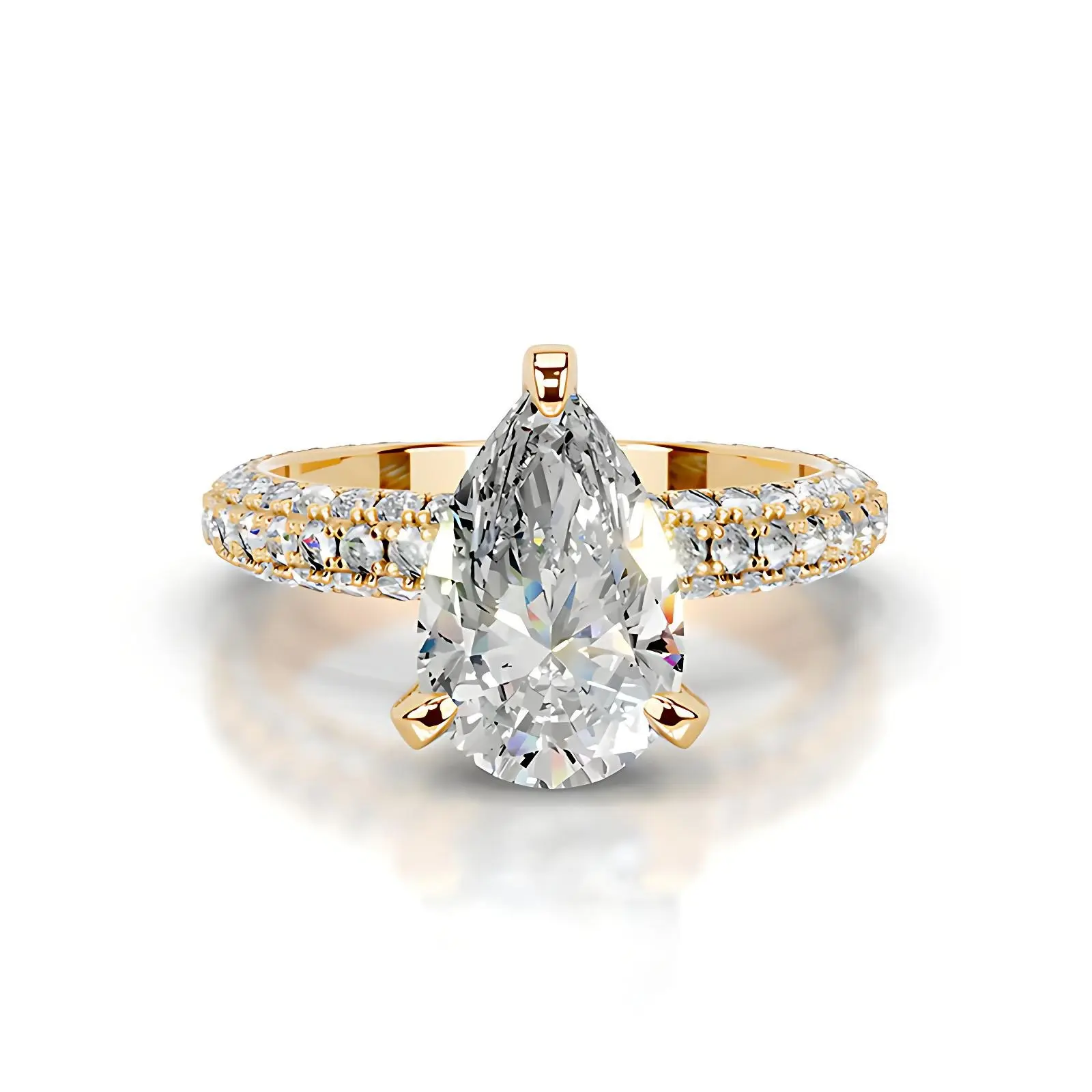 Bold&Chice 2CT Hidden Halo Moissanite Ring, 18K Gold Plated S925 Silver Lab Created Diamond,