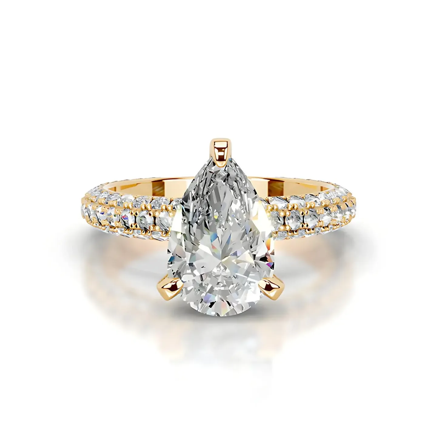 Bold&Chice 2CT Hidden Halo Moissanite Ring, 18K Gold Plated S925 Silver Lab Created Diamond,